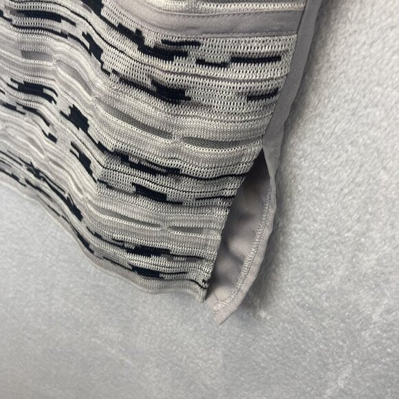 Ming Wang Knit Open Front Jacket Womens Small Gray Black Chiffon Back 3/4 Sleeve - Picture 11 of 16